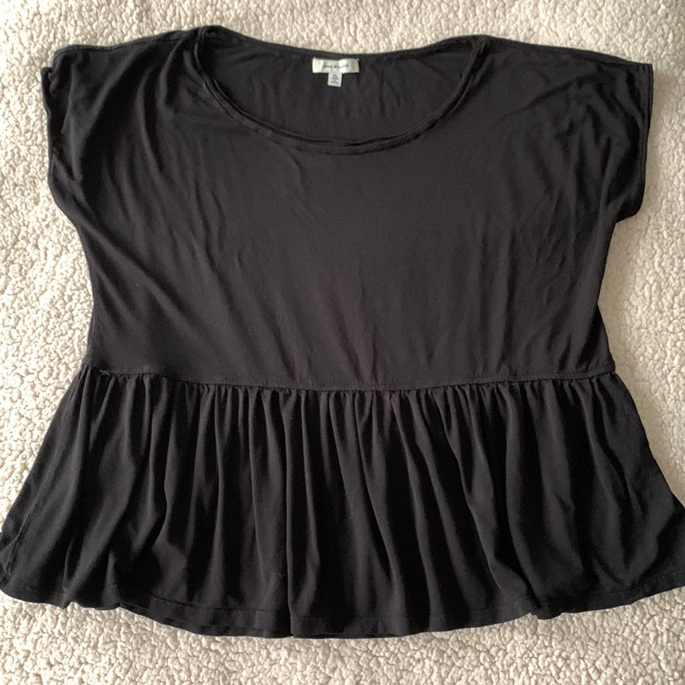 Max Studio Black Peplum T Shirt, Size XL